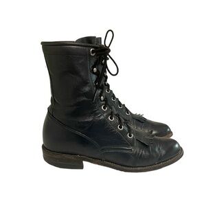 JUSTIN Boots 506 Vtg 12D PACKER Kiltie Laced Rockabilly Leather Western Boots